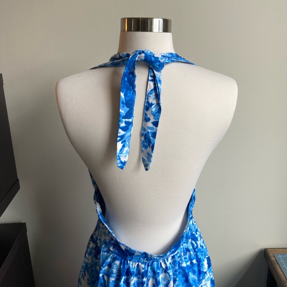 Blue Enchantress Floral Halter Open Back Long Dress - Picture 3 of 10